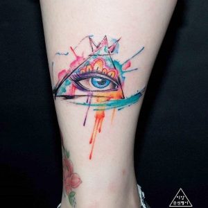 watercolor tattoo ankle